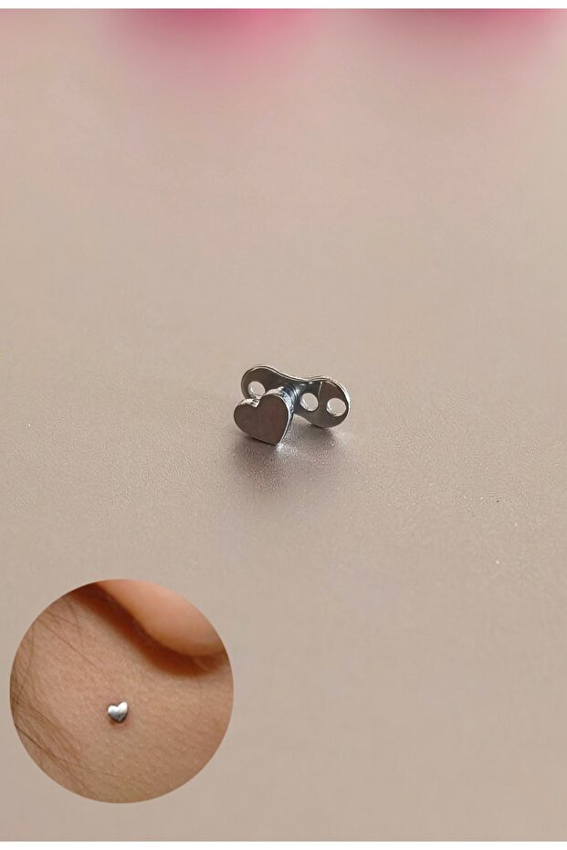 G23 Titanyum Dermal Piercing Kalp Modelli - 1 Adet - 1