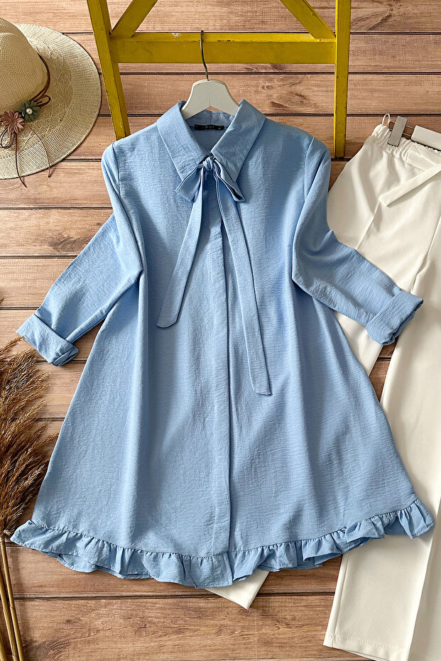 Ruffle Tunic Mq3989 - Light Blue - 1