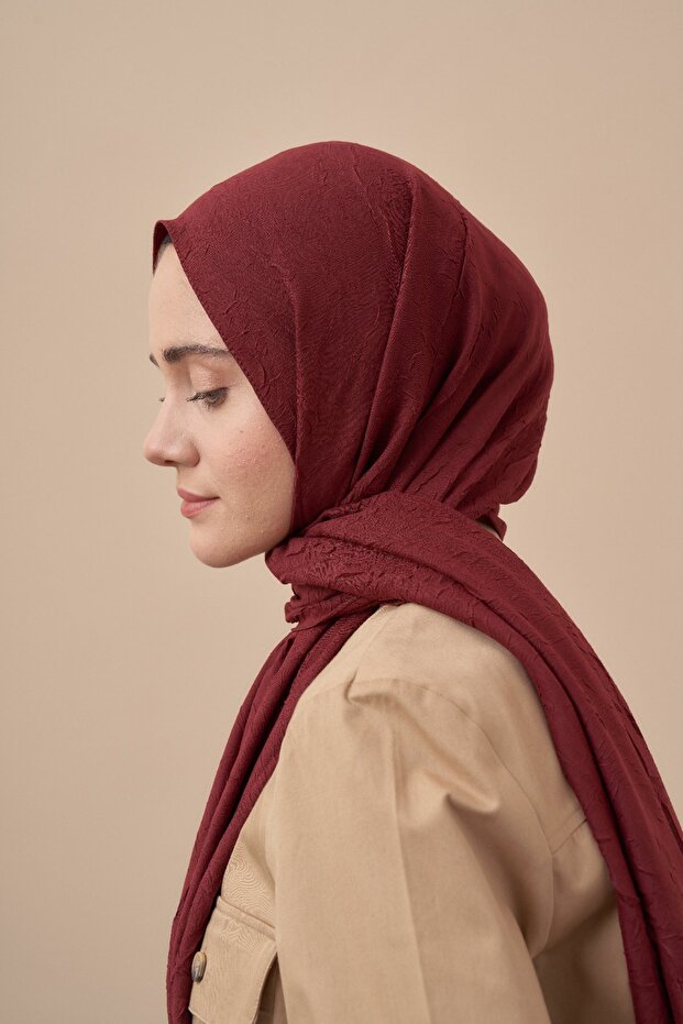 Bambu Kraş Şal - Bordo - 1