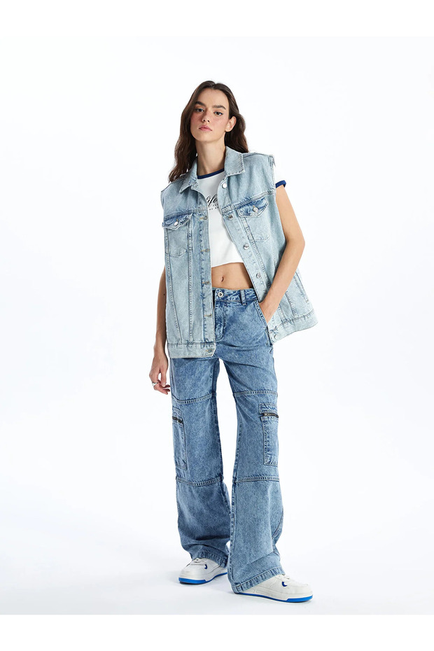 High Waist Wideleg Women's Cargo Jeans