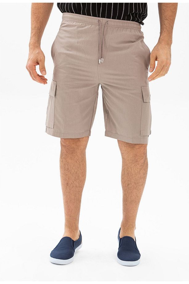 Gabardin Lastikli Erkek Şort Vizon Vzn - 4