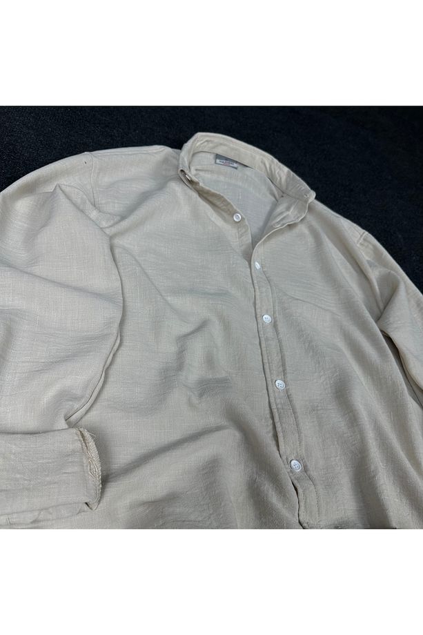 Erkek Basic Oversize Gömlek Yaka Uzun Kollu Yazlık Gömlek - 2