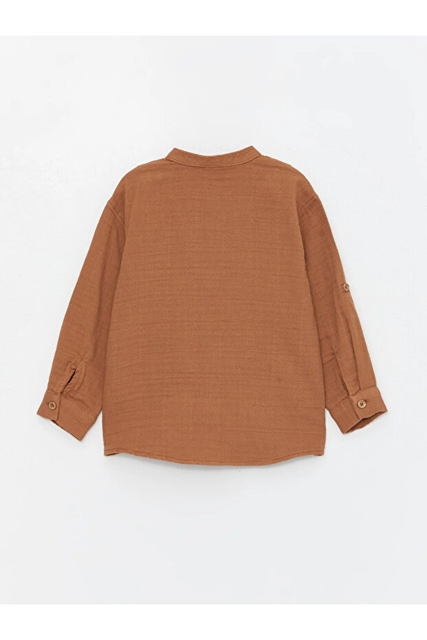 LCW baby Hakim Yaka Uzun Kollu Basic Pamuklu Erkek Bebek Gömlek ve Pantolon 2'li Takım - 3