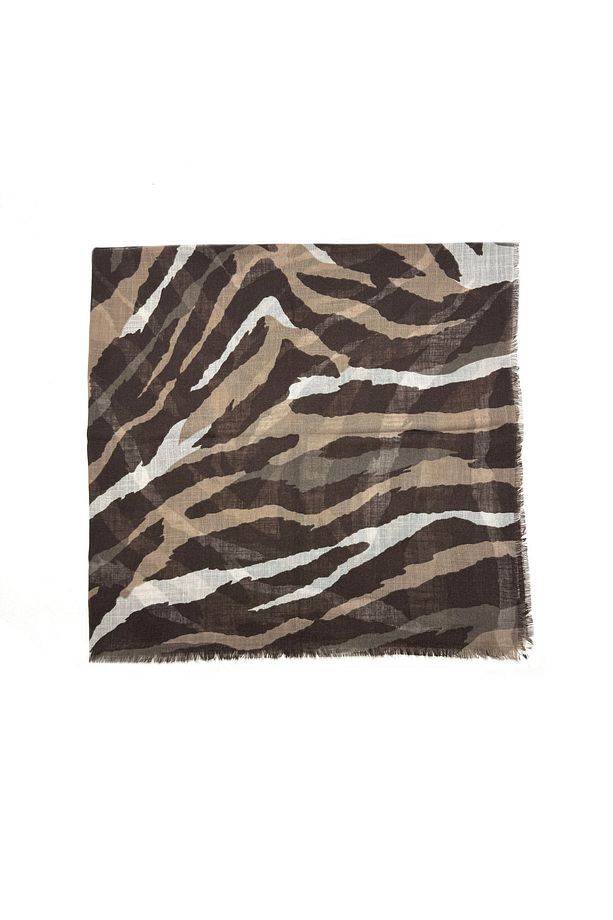 Zebra Desen Flamlı Pamuklu Yazma Eşarp 100x100cm - 3