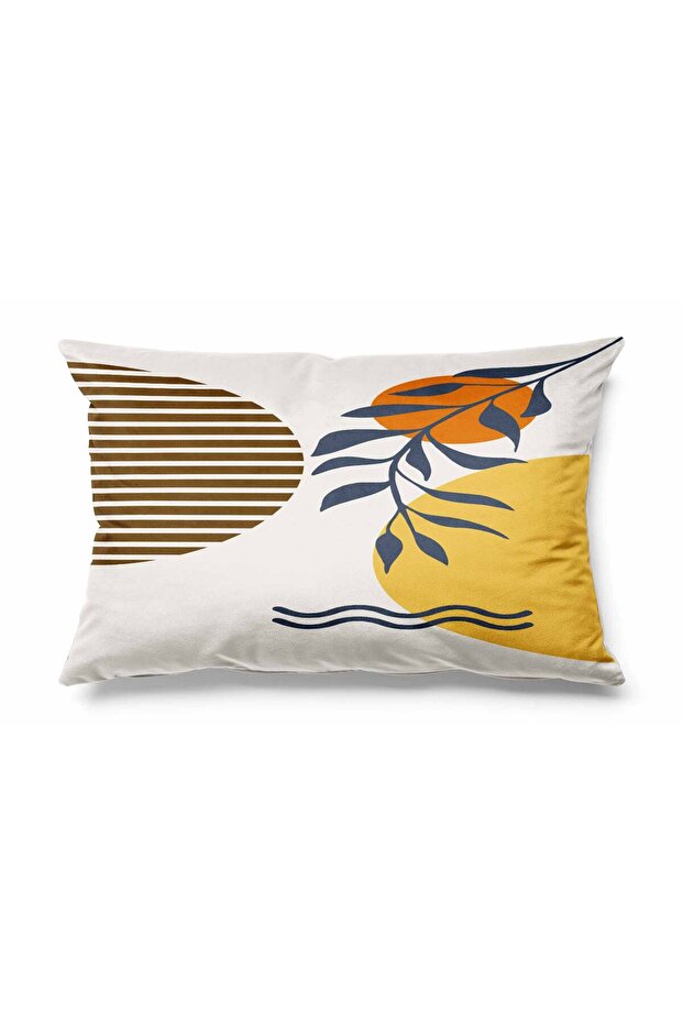 Rectangular Omega Patterned Double Sided Printed Suede Throw Pillow Cover - 1