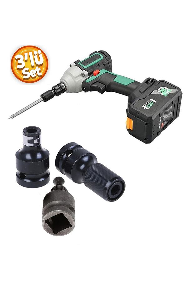Darbeli somun Matkap için Uç Adaptörü seti altıgen bits şaft Mandren dönüştürücü 3lü aparat seti - 1