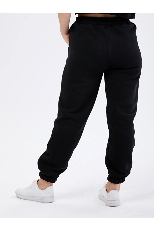 Plus Size Women's Black Rubber Leg Sweatpants