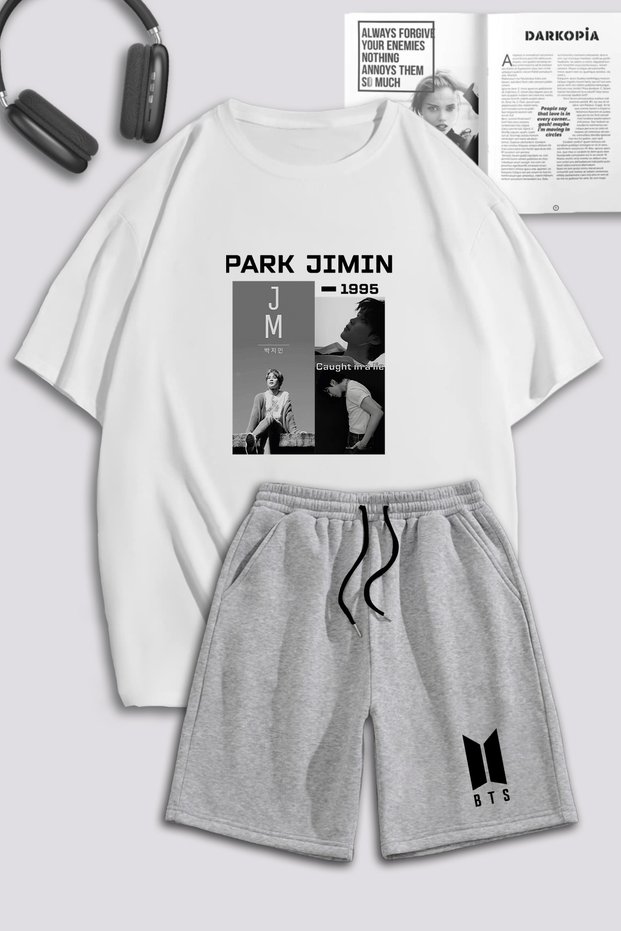 Unisex Women Men Park Jimin BTS Printed Special Design Oversize T-shirt and Shorts Tracksuit Set
