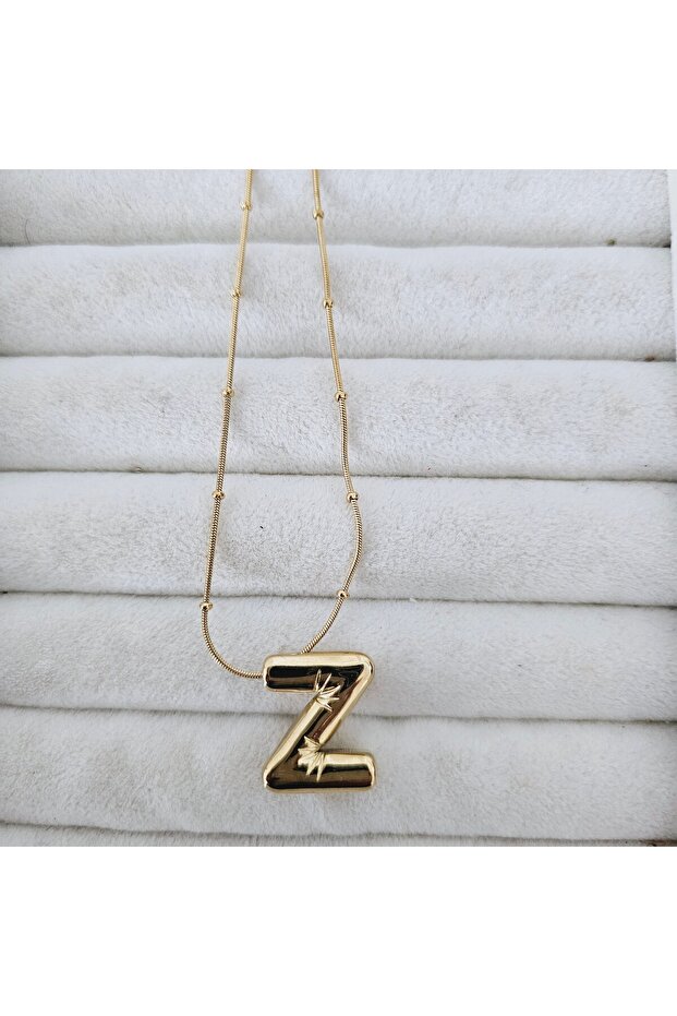 Steel Balloon Letter Z Necklace