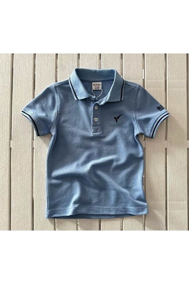 SHORT SLEEVE POLO NECK T-SHIRT WITH STRIPED COLLAR