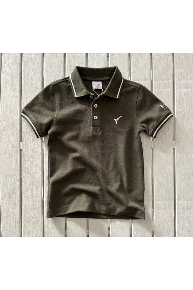 SHORT SLEEVE POLO NECK T-SHIRT WITH STRIPED COLLAR