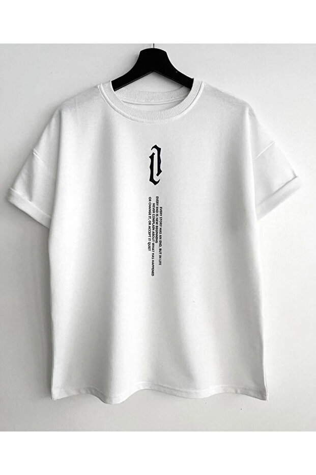 Vertical Text Printed Oversize T-shirt