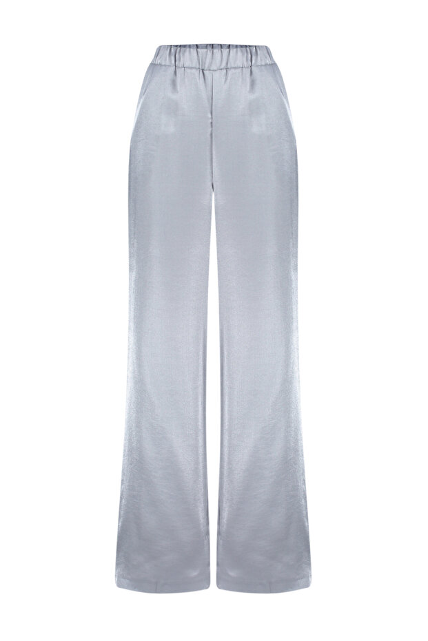 Antrasit Saten Wide Leg/Geniş Paça Lastikli Dokuma Pantolon TWOSS24PL00086 - 7