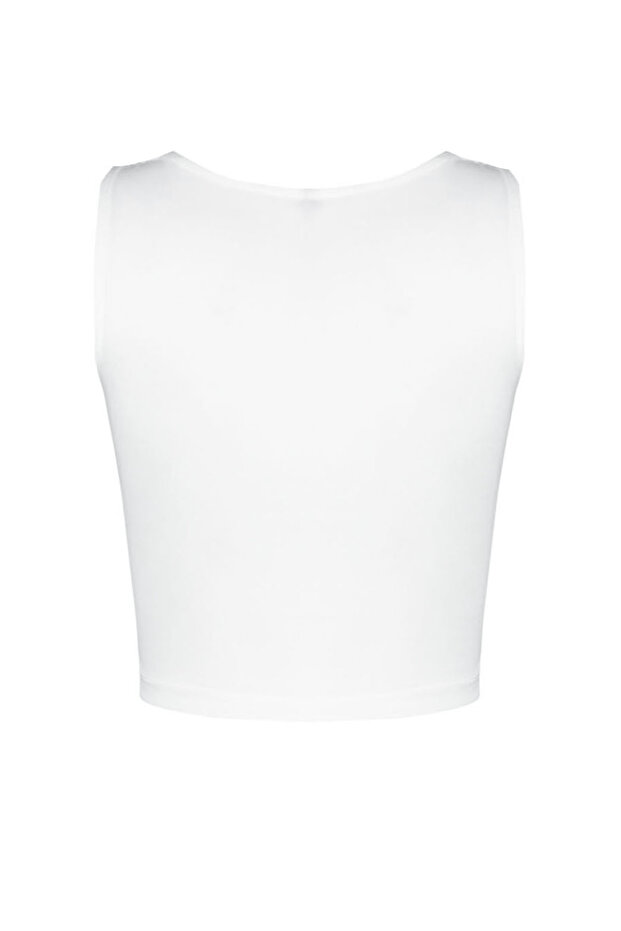 Beyaz Crop Pencere/Cut Out Detaylı Örme Bluz TPRSS24BZ00029 - 16