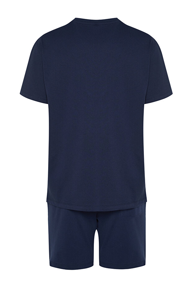 Lacivert Regular Fit Şortlu %100 Pamuk Pijama Takımı TMNSS22PT0042 - 8