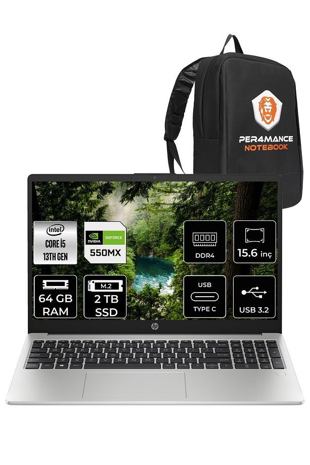 250 G10 Intel Core i5 1335U 64GB RAM 2TB SSD MX550 15.6'' FHD FDOS 8A539EA & PER4 ÇANTA - 1