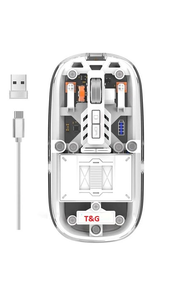 Taşınabilir Kablosuz Maus USB 2400 dpi Şarj Edilebilir Bluetooth Fare RGB Şeffaf  2.4 GHz Dizüstü - 1
