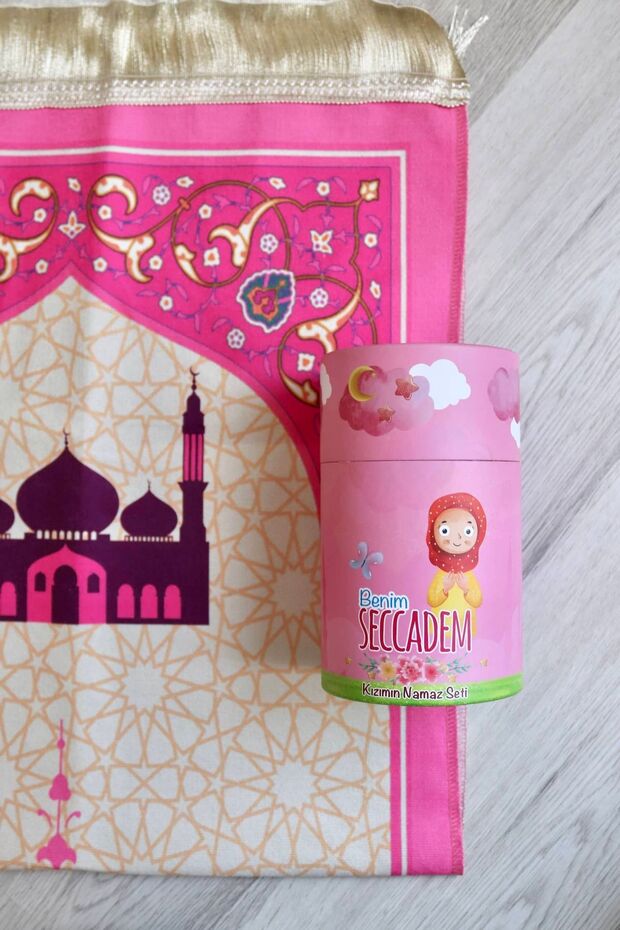 Cylinder Box with Piggy Bank Children's Prayer Mat Pink S1038