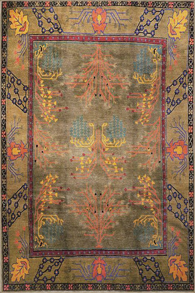 Ethnic Geometric Patterned Woven Base Carpet in Closed Tones 4091