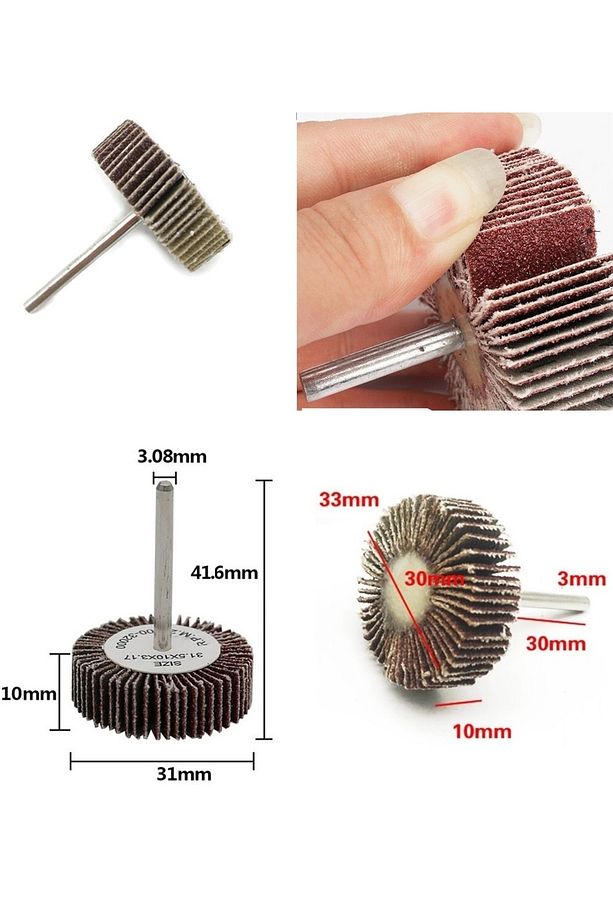 Gravür Makinası Cihazlar Için Mop Flap Disk Zımpara Seti 6lı 3mm Sap Çoklu Yaprak Zımpara Takımı - 5