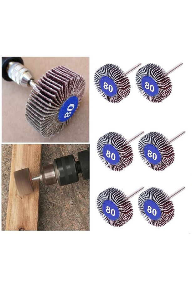 Gravür Makinası Cihazlar Için Mop Flap Disk Zımpara Seti 6lı 3mm Sap Çoklu Yaprak Zımpara Takımı - 1