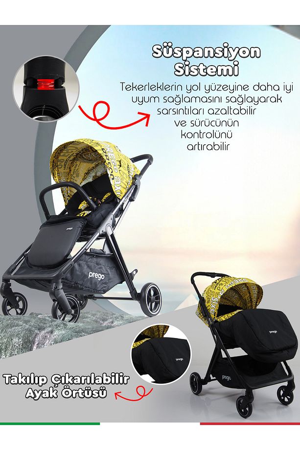 Axis 360 Derece Dönebilen Oturma Üniteli Çift Yönlü Bebek Arabası + Çanta Hediyeli - 5