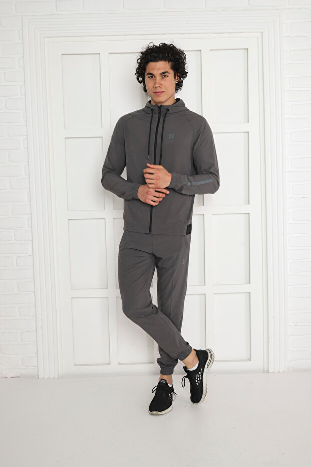 Men's Sports Tracksuit Set - Thin Hooded, Breathable Fabric
