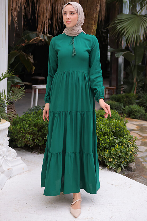 8232 Rochie string guler verde smarald - 1