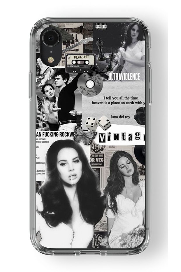 حافظة شفافة مطبوعة بتصميم Lana Del Rey Collage متوافقة مع هاتف Iphone XR