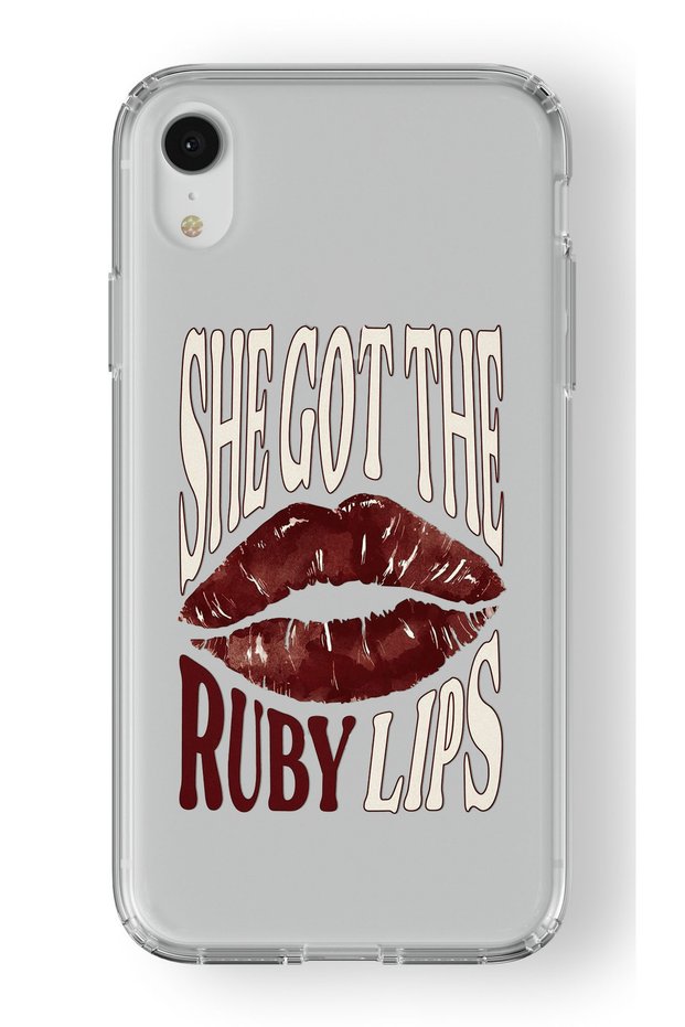 حافظة شفافة مطبوعة بتصميم Ruby Lips متوافقة مع هاتف Iphone XR