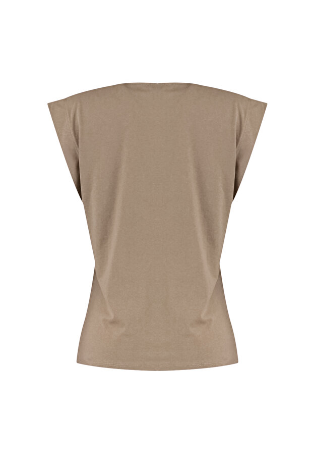 Vizon %100 Pamuk Vatka Görünümlü Basic Bisiklet Yaka Örme T-Shirt TWOSS20TS0021 - 12