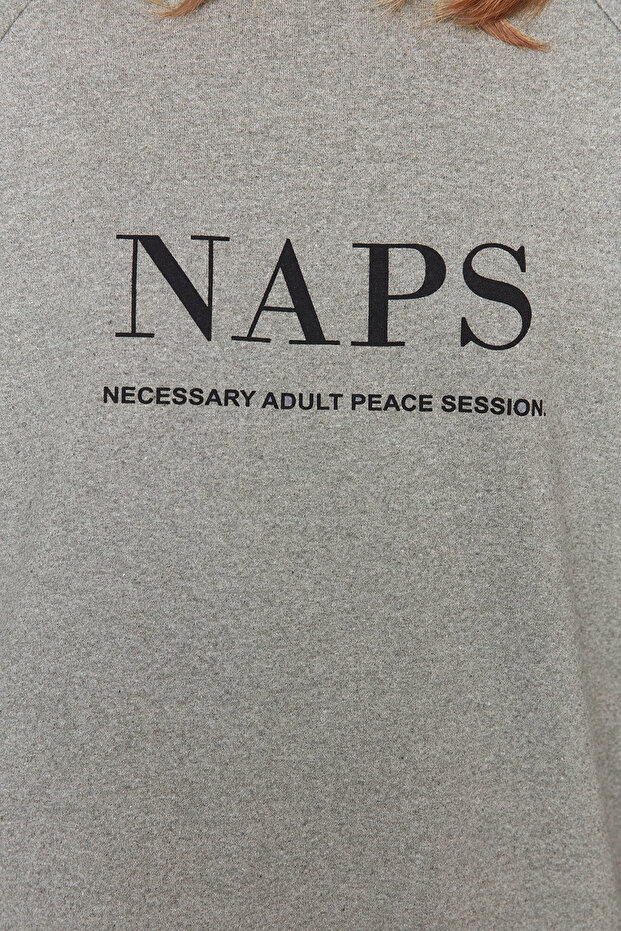 Antracytowy zestaw T-shirt-Jogger z napisem i piżamą z dzianiny THMAW21PT0497 - 3