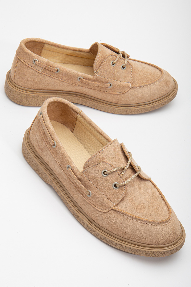 Women's Nude Suede Comfortable Fit Thermo Sole Lace-up Lofer