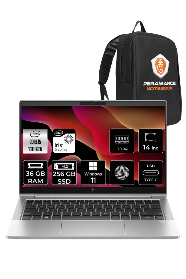 EliteBook 640 G10 i5-1335U 36GB RAM 256GB SSD 14'' FHD W11HOME 8A570EA & PER4 ÇANTA - 1