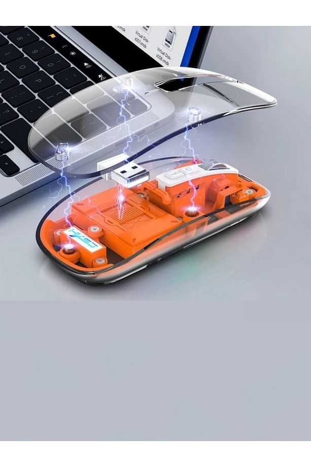 Taşınabilir Kablosuz Maus USB 2400 dpi Şarj Edilebilir Bluetooth Fare RGB Şeffaf  2.4 GHz Dizüstü - 5