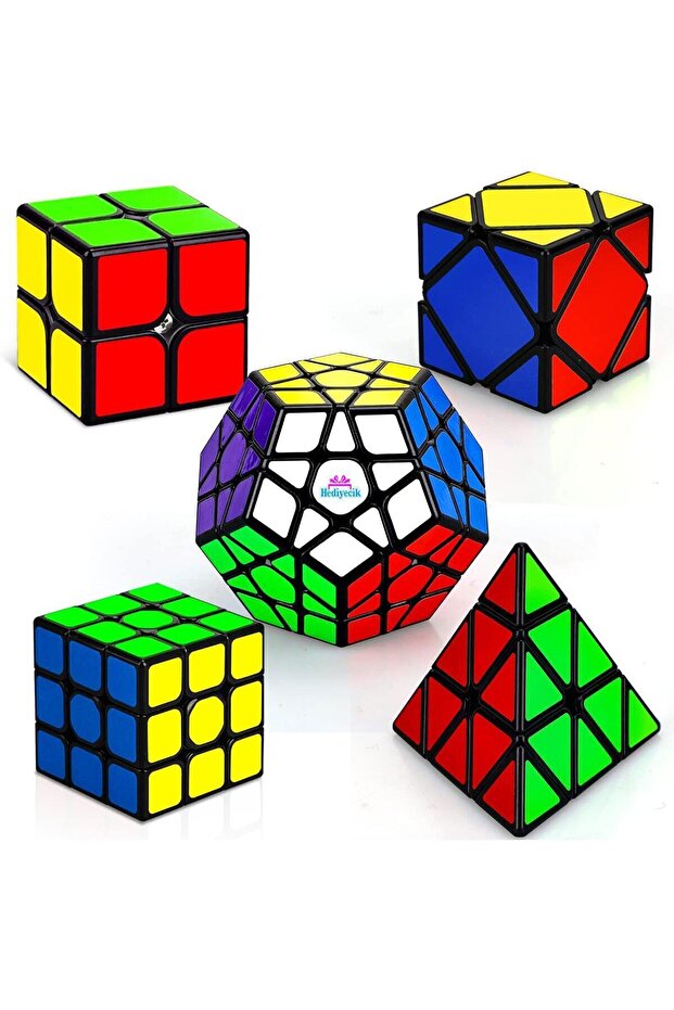 Intelligence Cube Set 2X2,3X3,Pyramid,Skewb,Megaminx Speed Cube Set of 5