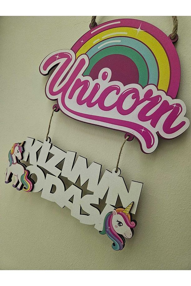 Unicorn Temalı Çocuk Odası Kapı Süsü Kızımın Odası Kapı Süsü Duvar Süsü - 4