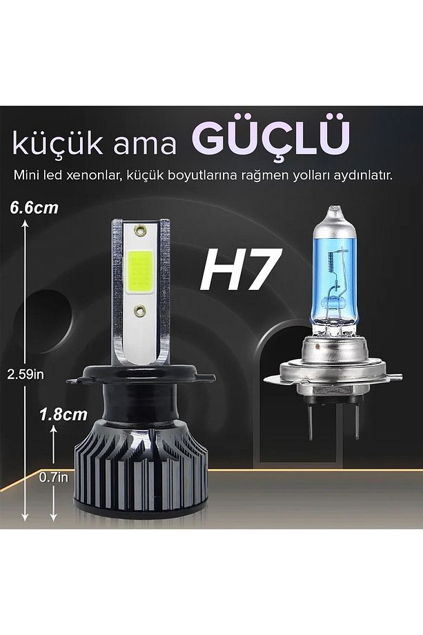 H7 Yüksek Güçlü Led Xenon Şimşek Etkili Mini Kasa - 5
