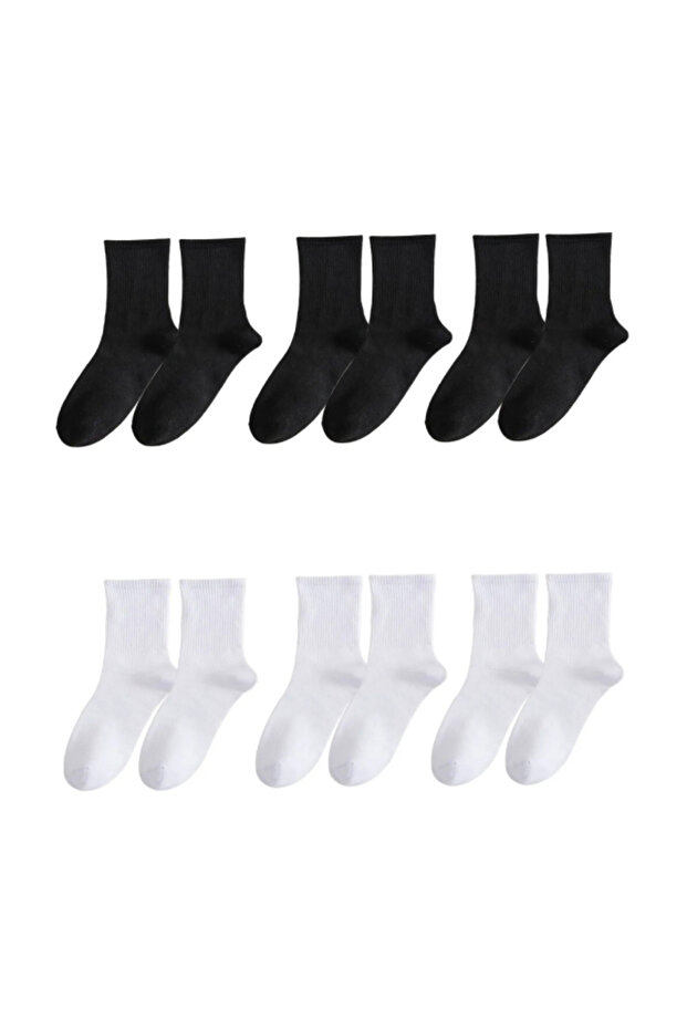Kids Tennis Socks 6-Piece Black-White