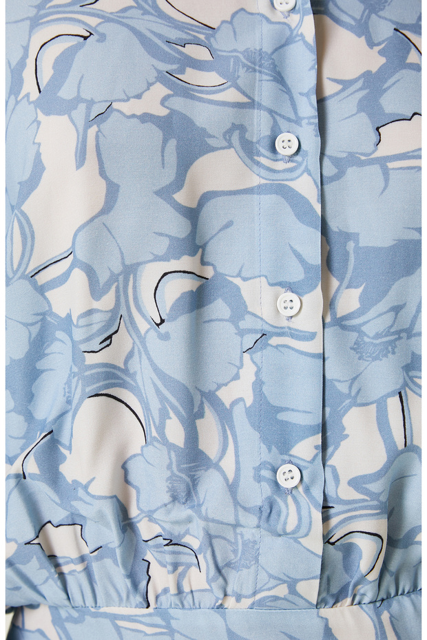 Mavi Desenli Mini Elbise - 5