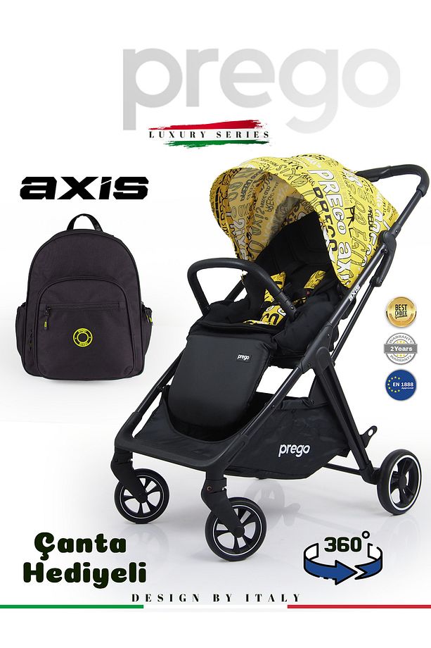 Axis 360 Derece Dönebilen Oturma Üniteli Çift Yönlü Bebek Arabası + Çanta Hediyeli - 1