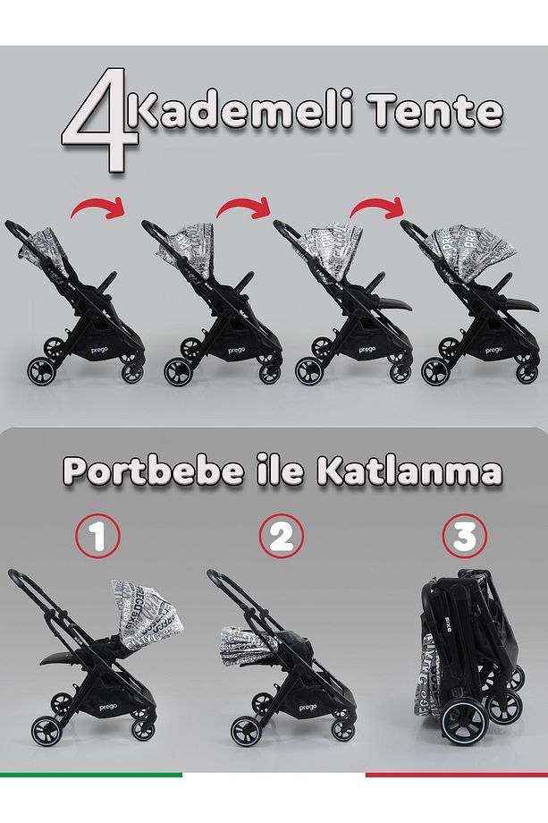 Axis 360 Derece Dönebilen Oturma Üniteli Çift Yönlü Bebek Arabası + Çanta Hediyeli - 7