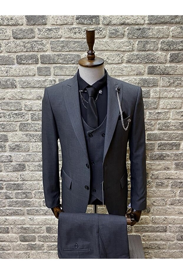 Slim Fit Suit with Gray Vest