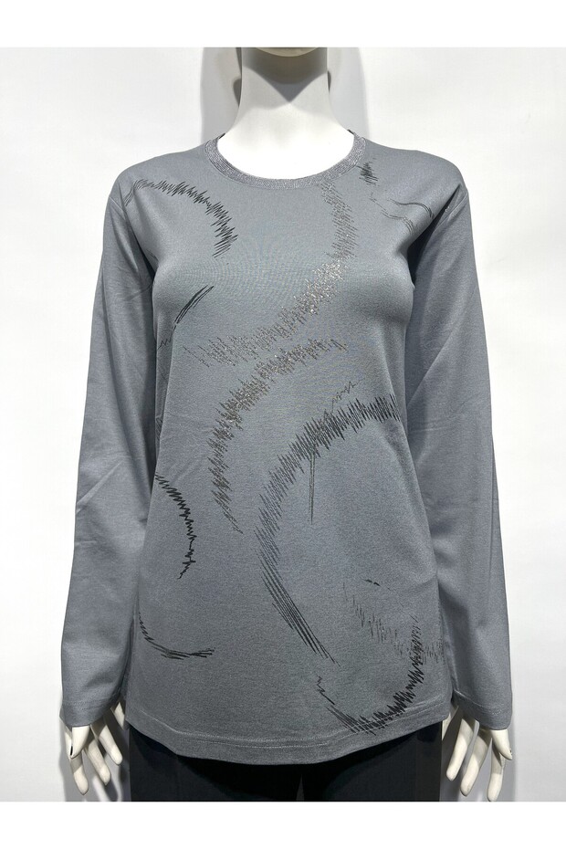 بلوزة قطن ممشط مطبوعة - 1