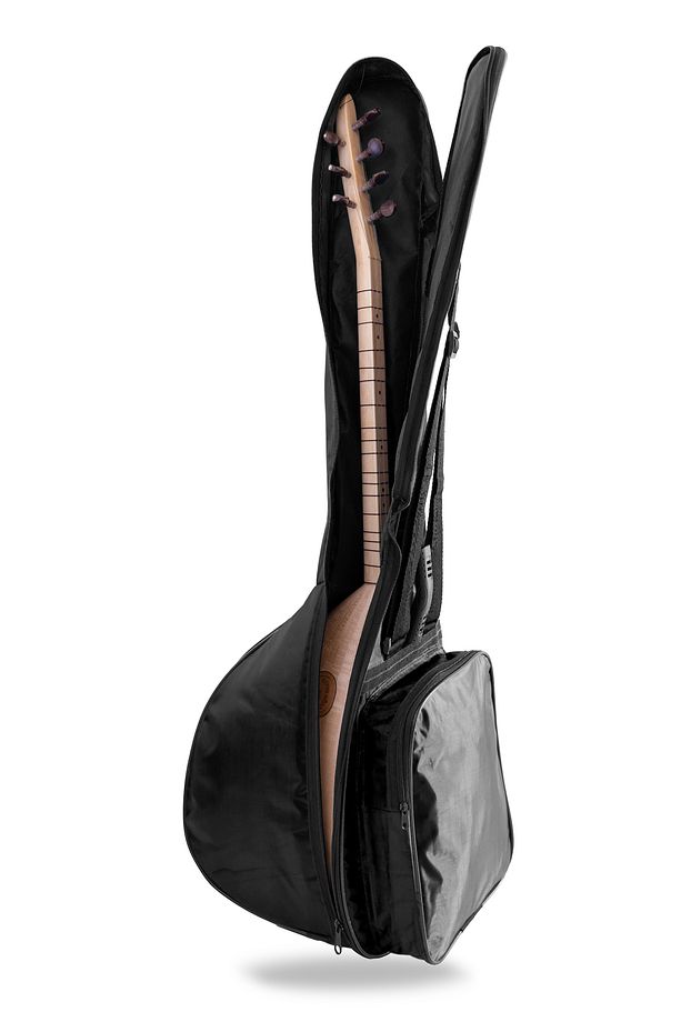 Profesyonel 10 MM PEDLİ Soft Case Uzun Sap Bağlama Saz Kılıfı Siyah + Tel Takımı + Duvar Askı standı - 5
