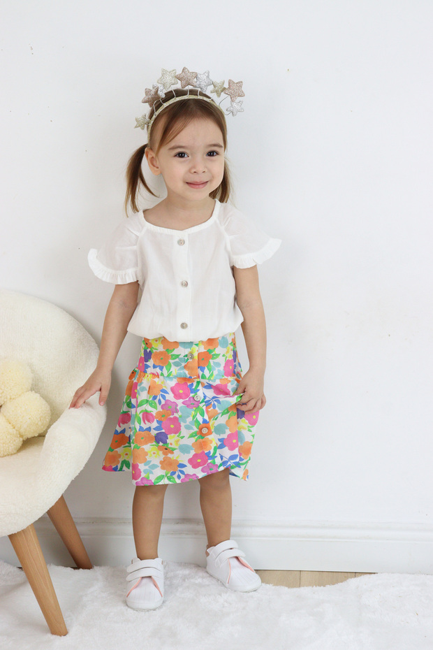 Girl's Shirt-Skirt Floral Suit