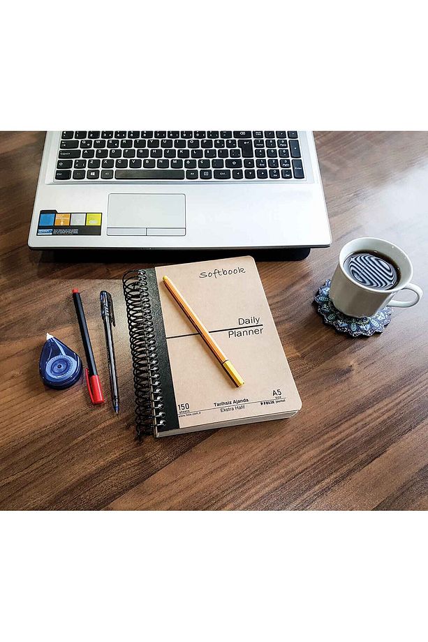 Daily Planner A5 Spiralli 150 yp. Sert Kapak Günlük Ajanda Daily Journal - 4