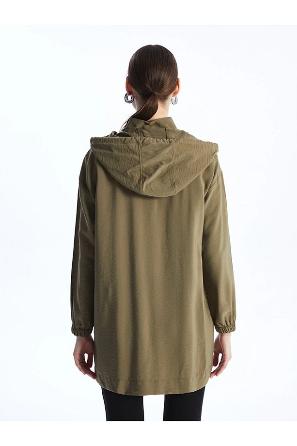 LCW Modest Kapüşonlu Düz Uzun Kollu Kadın Tunik - 5