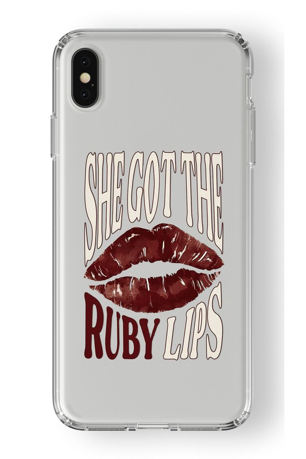 حافظة شفافة مطبوعة بتصميم Ruby Lips متوافقة مع iPhone X وXs