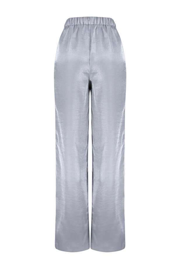 Antrasit Saten Wide Leg/Geniş Paça Lastikli Dokuma Pantolon TWOSS24PL00086 - 8